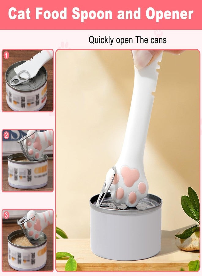 LUSTRIB 4 Pcs Cat Food Lid and Spoon Set, Silicone Pet Food Can Covers with Multi-Function Spoon Opener, Stainless Steel Wet Food Spoon & Cat Bar Squeezer for Pet Cat Dog Feeding Wet Foods Storage Organizer - Image 4